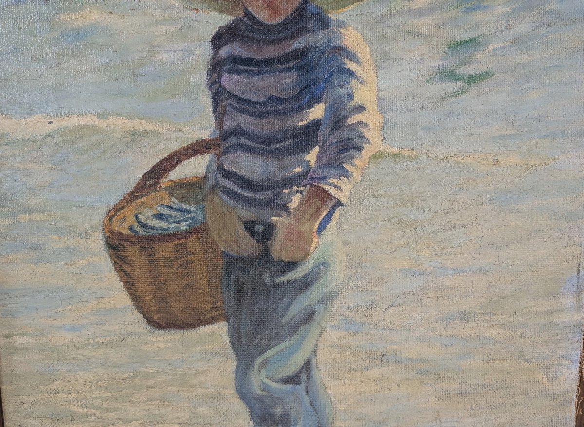  Goncal López Rancaño 1881 1957, école Valencienne Espagne,  Petit garçon sur la plage, 1914-photo-2