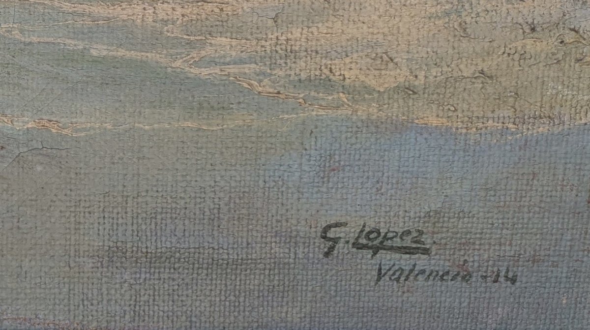  Goncal López Rancaño 1881 1957, école Valencienne Espagne,  Petit garçon sur la plage, 1914-photo-4