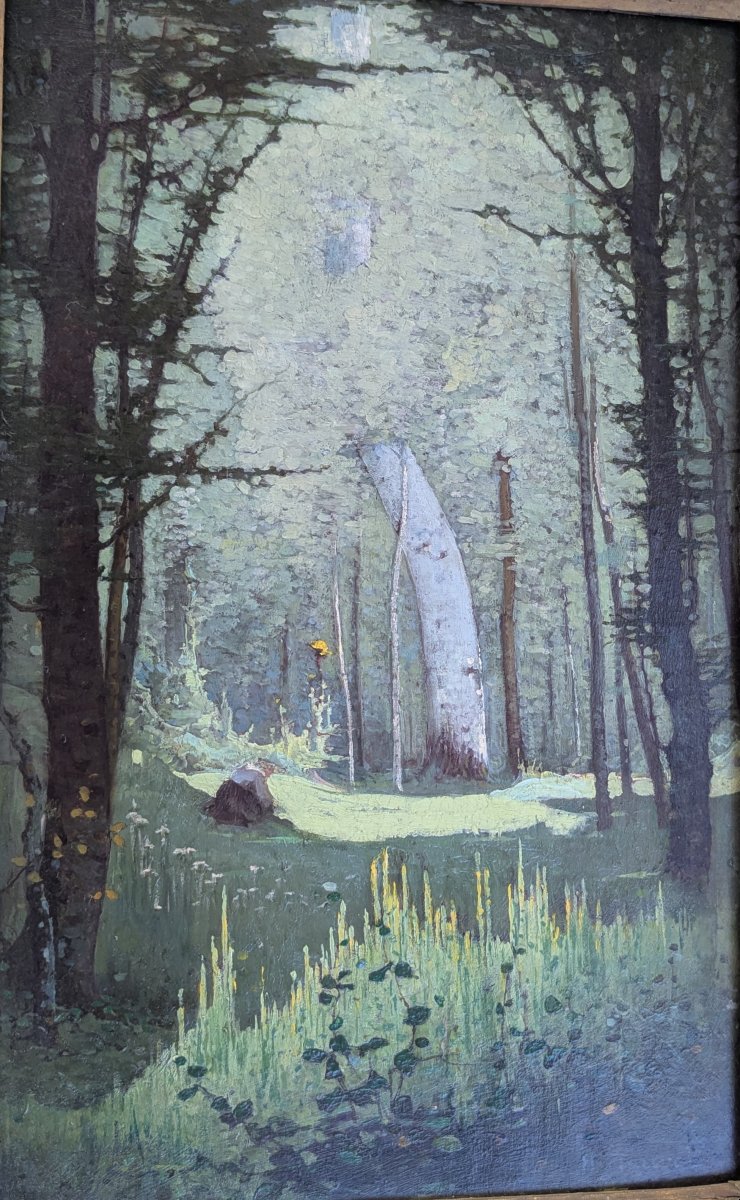 HENRI TAUREL (MAIGNELAY 1843-1927 ?) Paysage aux grands arbres-photo-3