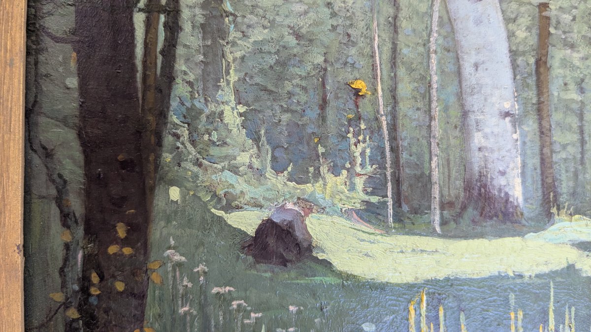 HENRI TAUREL (MAIGNELAY 1843-1927 ?) Paysage aux grands arbres-photo-2