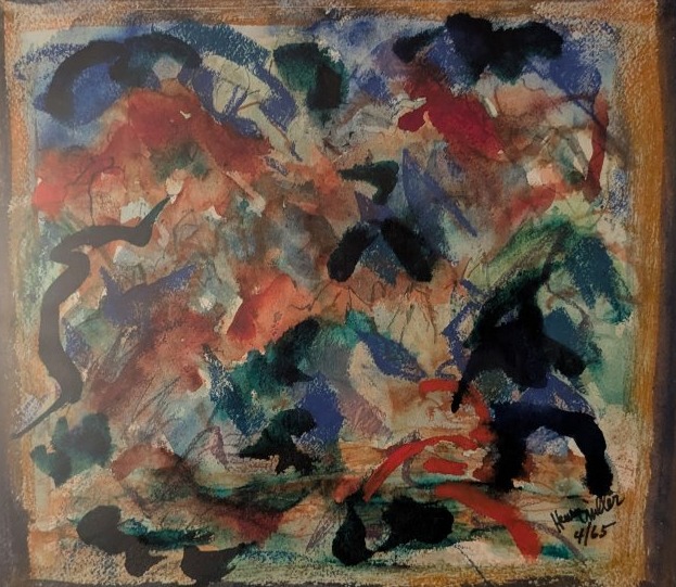 Henry Miller, 1891 1980 écrivain, rare  gouache abstraite, daté 4-1965-photo-1