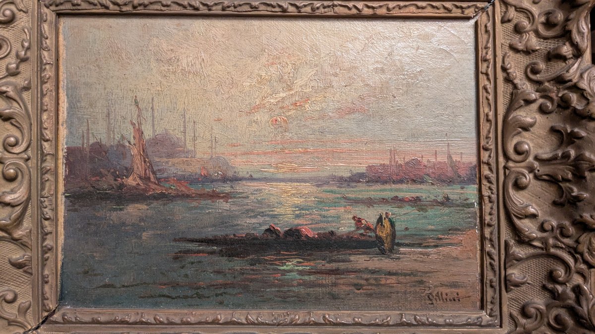  P. Gillini, 19th–20th Centuries, View Of Constantinople, Oil On Canvas, Italian
