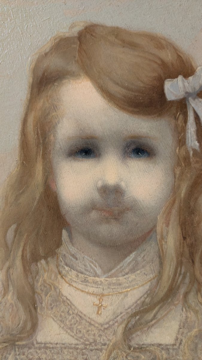 Henri Taurel  1843–1927 Mysterious Little Girl, Oil On Wood-photo-4