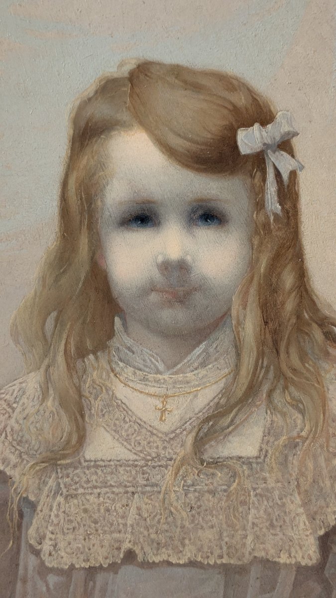 Henri Taurel  1843–1927 Mysterious Little Girl, Oil On Wood-photo-3