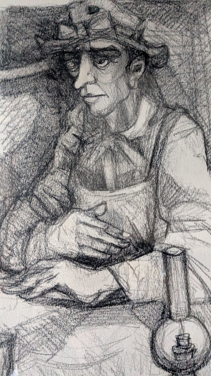 Jean Segalat 1926 1987 peintre de Decazeville , Aveyron   dessin au fusain-photo-3
