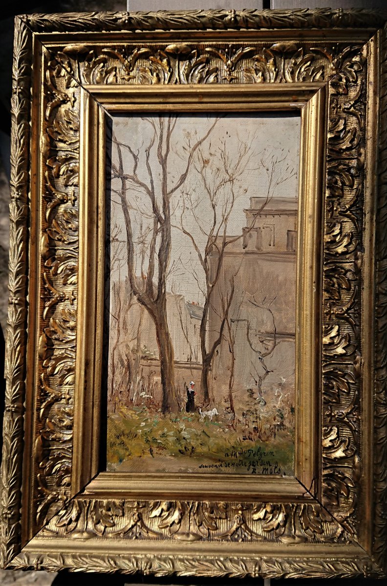  Robert MOLS  ( 1848 1903 ) Belge , Le Jardin de sa maison