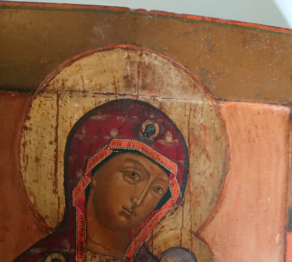 Russian Icon Of The Virgin Of Tenderness Late 18th Century Early 19th-photo-3