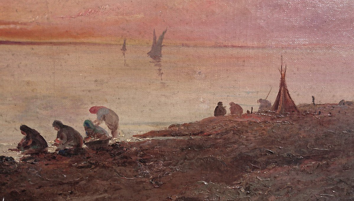 Nicola Forcella (1868-?) Washerwomen On The Banks Of The Nile In The Evening, Late 19th Italian-photo-4