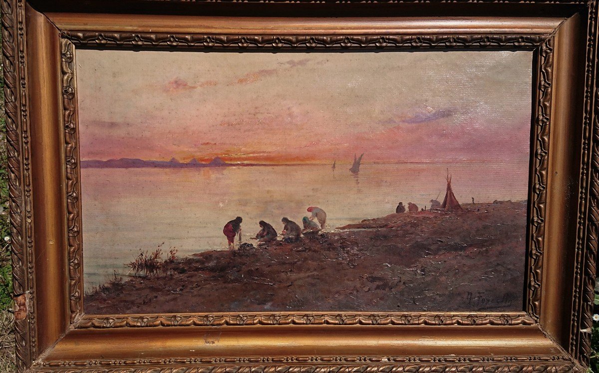 Nicola Forcella (1868-?) Washerwomen On The Banks Of The Nile In The Evening, Late 19th Italian