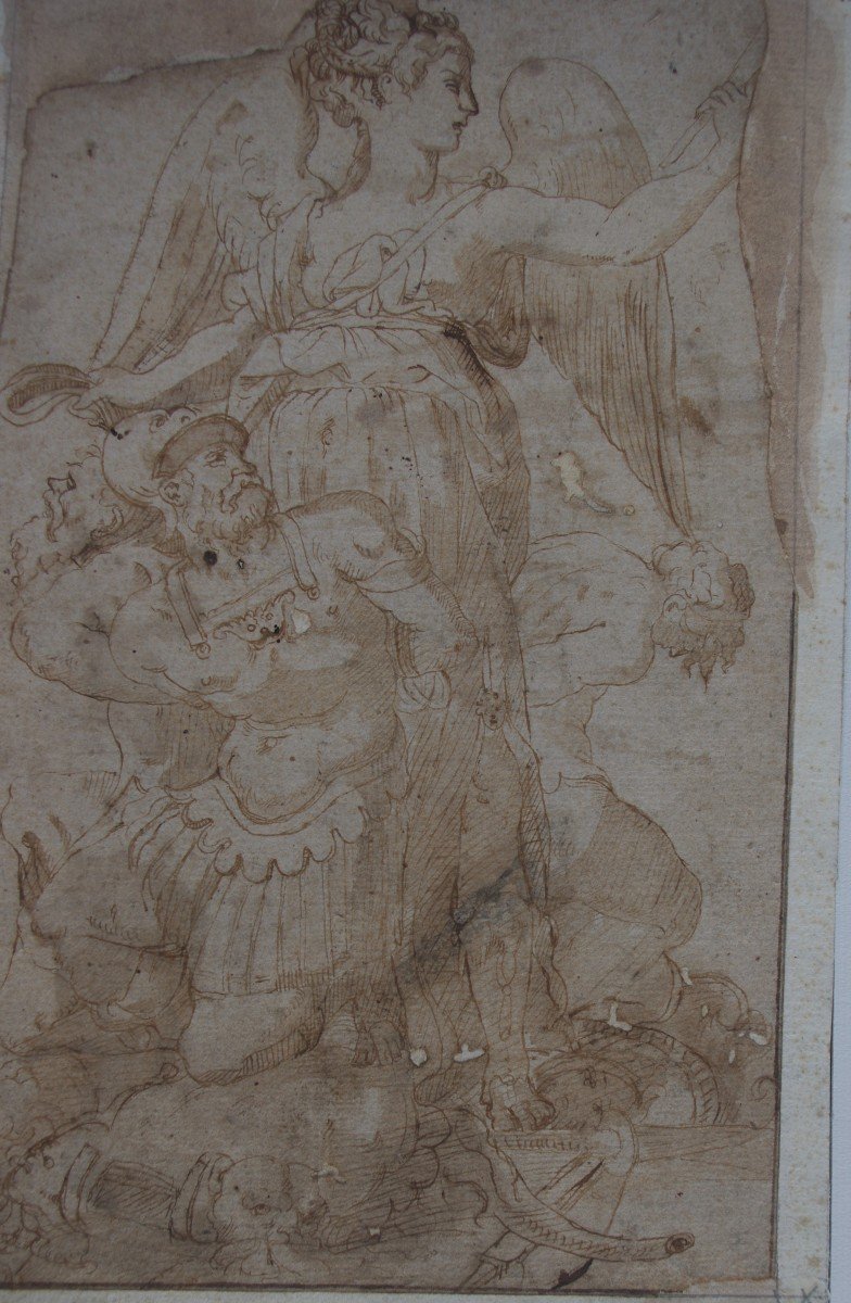 Old Drawing, Italian School Of The XVIth Century, To Restore-photo-2