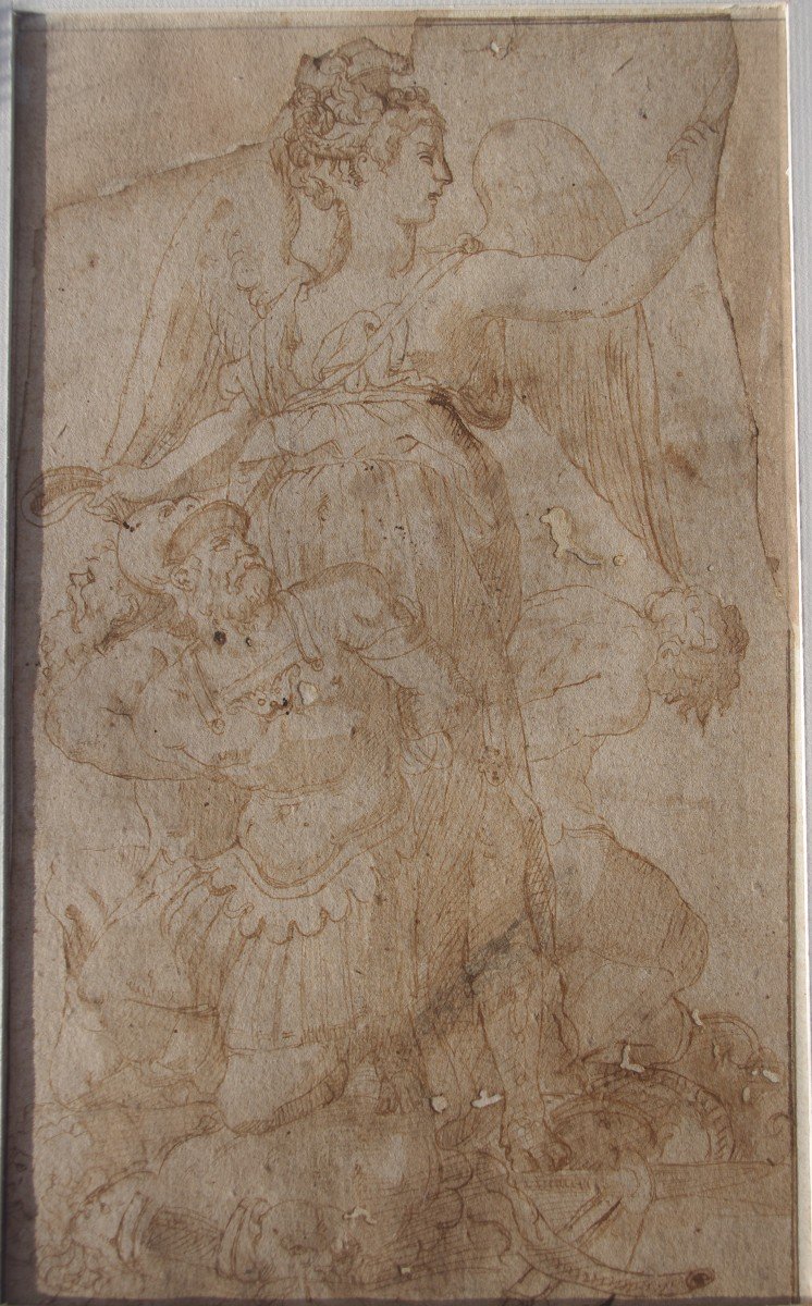 Old Drawing, Italian School Of The XVIth Century, To Restore-photo-3