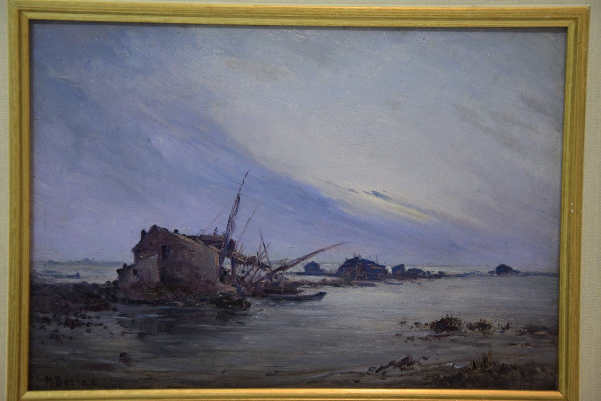 Henri Bésiné,, L étang De Leucate ,  Huile-photo-1