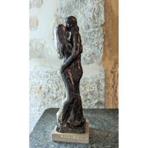 Lucien Gibert(1904-1988)  Couple Amoureux, Le Baiser, Bronze Signé,  Cachet Fondeur
