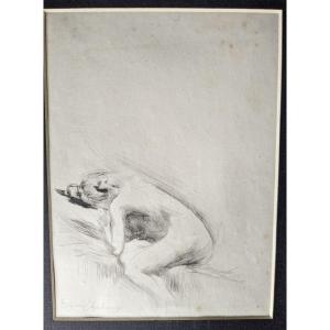 Edgard Chahine 1874 - 1947 Reclining Nude Etching