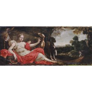 Large 17th Century Painting, The Rest Of Diana, 226cm By 91cm Period Frame