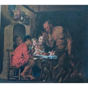 d'Après Jacob Jordaens,17ème ,le Satyre Et Les Paysans, 