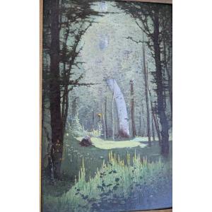 HENRI TAUREL (MAIGNELAY 1843-1927 ?) Paysage aux grands arbres