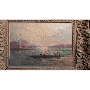 P. GILLINI XIXeme XXème, vue de Constantinople, huile sur toile, Italien