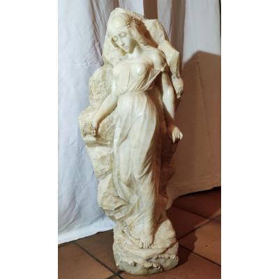 Large White Marble Sculpture, Allegory Of Spring, Late 19th