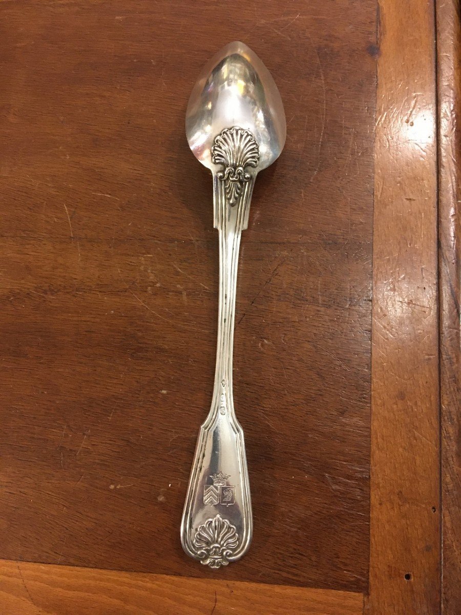 Stew Spoon In Sterling Silver Late 18th Century Hallmark Of The County Of Nice-photo-2