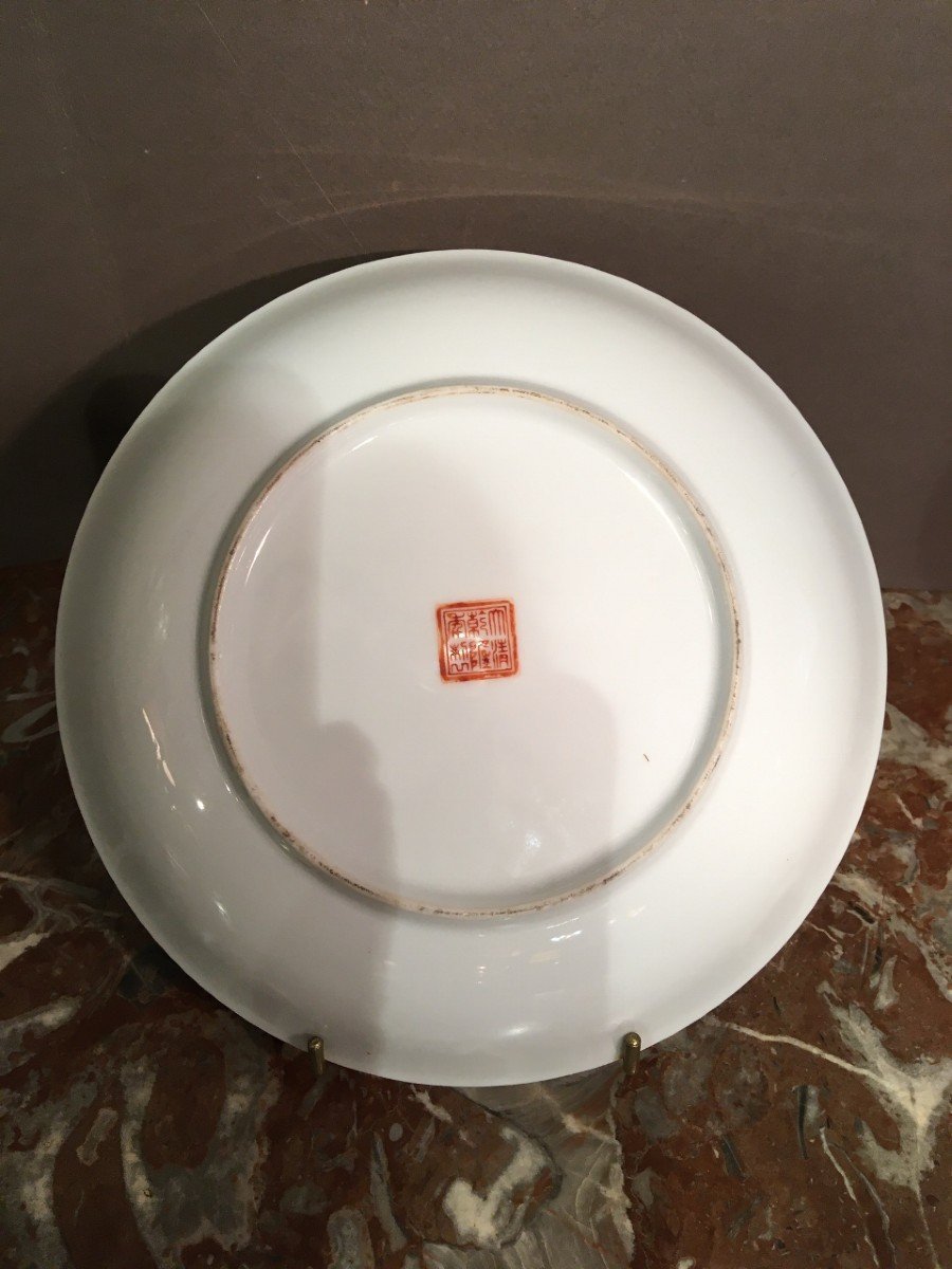 Rare Assiette Creuse En Porcelaine De Chine Fin 19 éme Siècle-photo-3