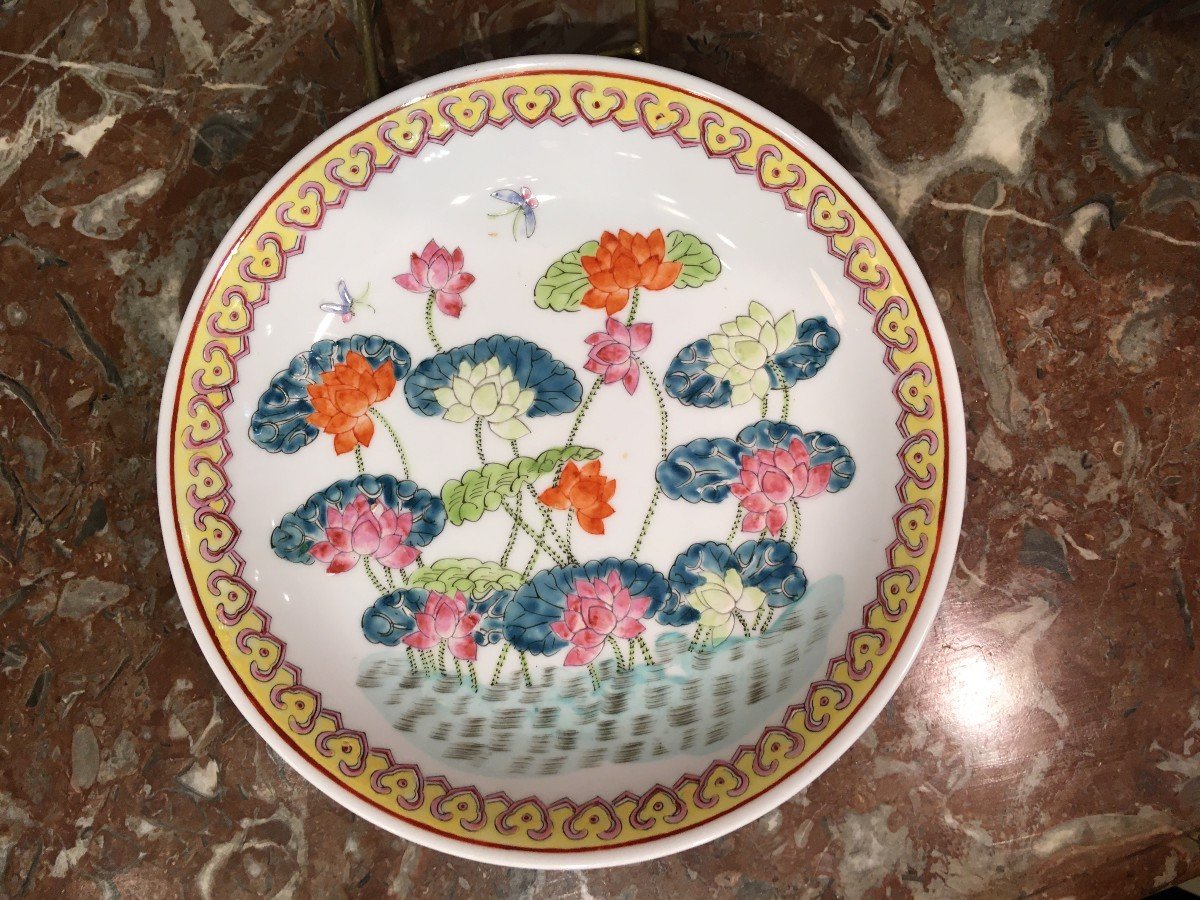 Rare Assiette Creuse En Porcelaine De Chine Fin 19 éme Siècle