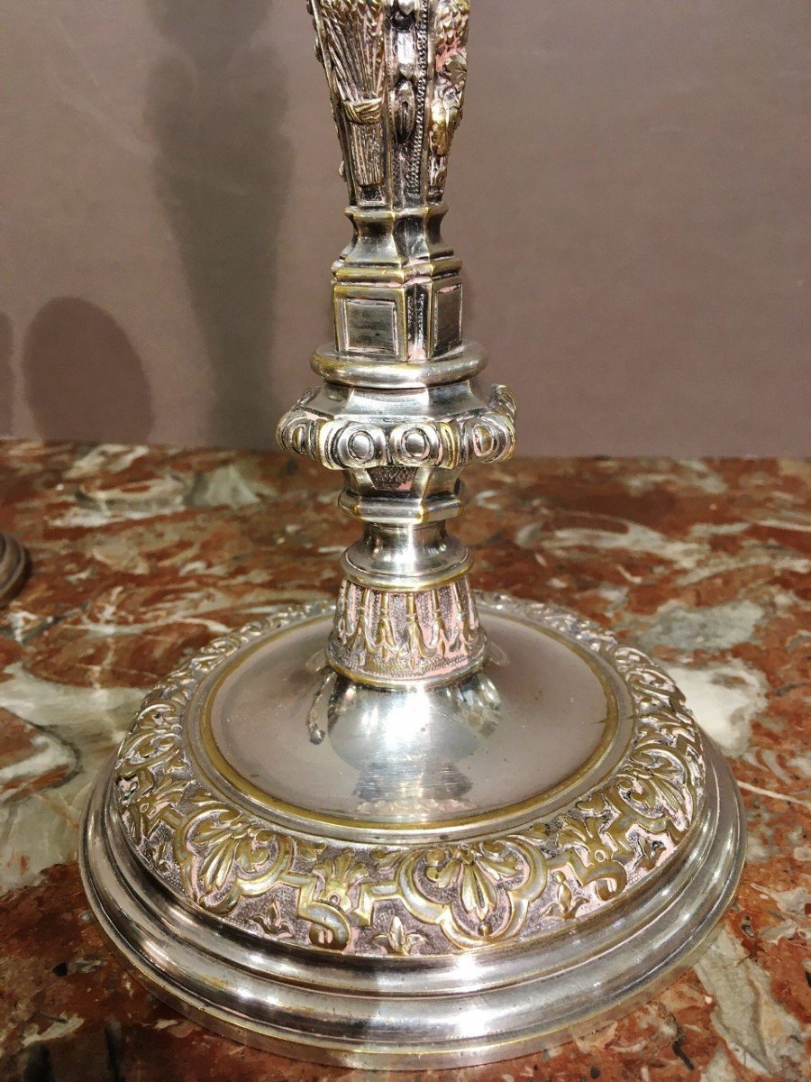 Very Beautiful Pair Of Candlesticks Early 19th Century Four Seasons Model-photo-2