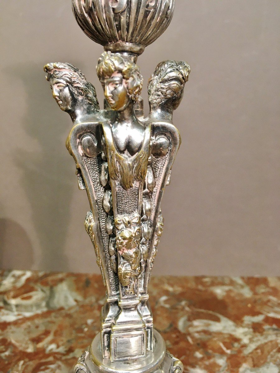 Very Beautiful Pair Of Candlesticks Early 19th Century Four Seasons Model-photo-2