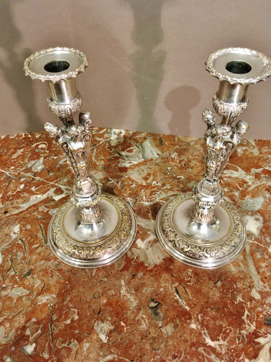 Very Beautiful Pair Of Candlesticks Early 19th Century Four Seasons Model-photo-5