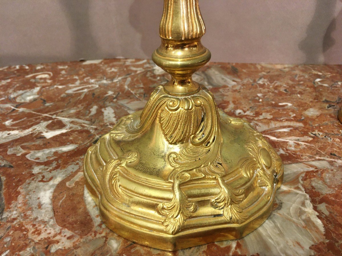 Pair Of Regency Candlesticks In Gilt Bronze Period Late 18th Century-photo-4