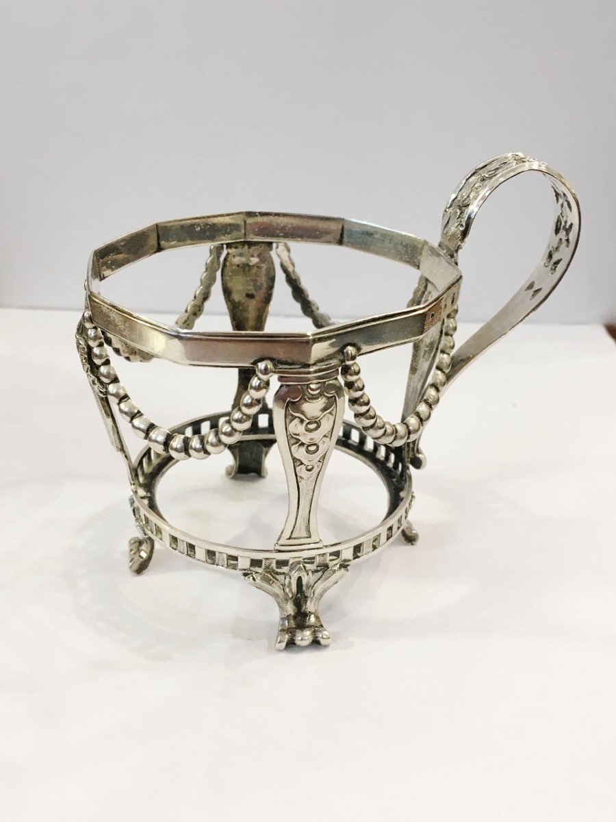Rare Decagon Mustard Pot In Sterling Silver 18th Century By Jean-baptiste François Cheret-photo-2