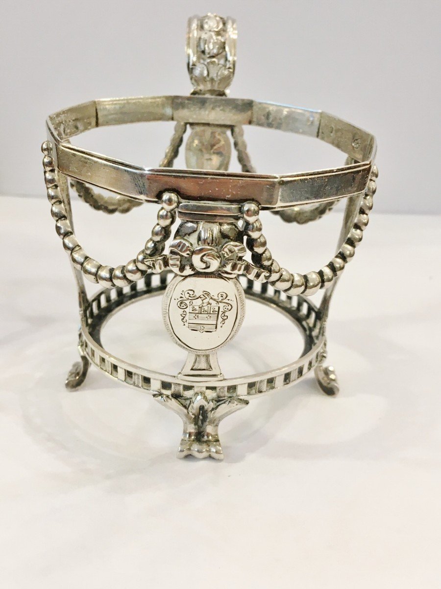 Rare Decagon Mustard Pot In Sterling Silver 18th Century By Jean-baptiste François Cheret-photo-3