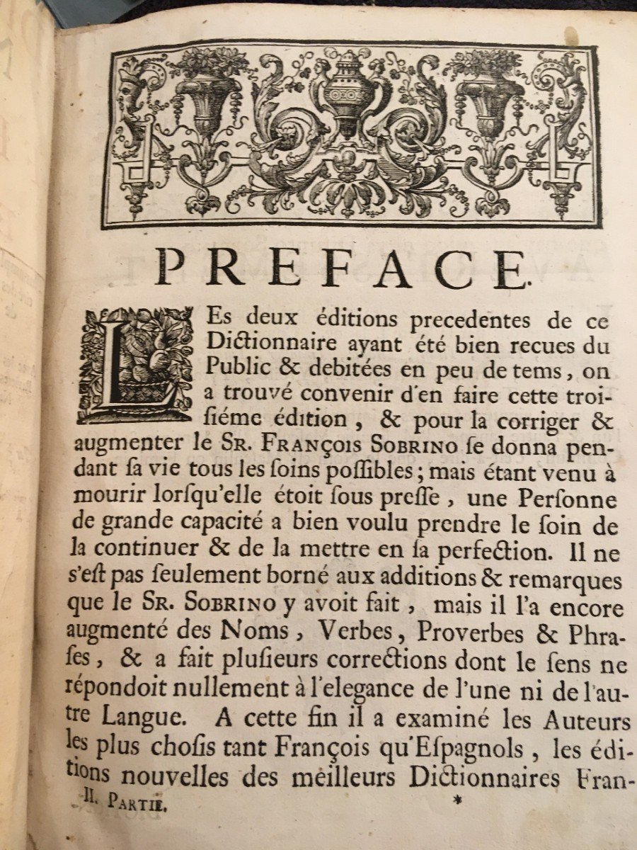 Very Rare Book Diccionario Nuevo De Las Lenguas Espagnea Y Francesa 1734-photo-4
