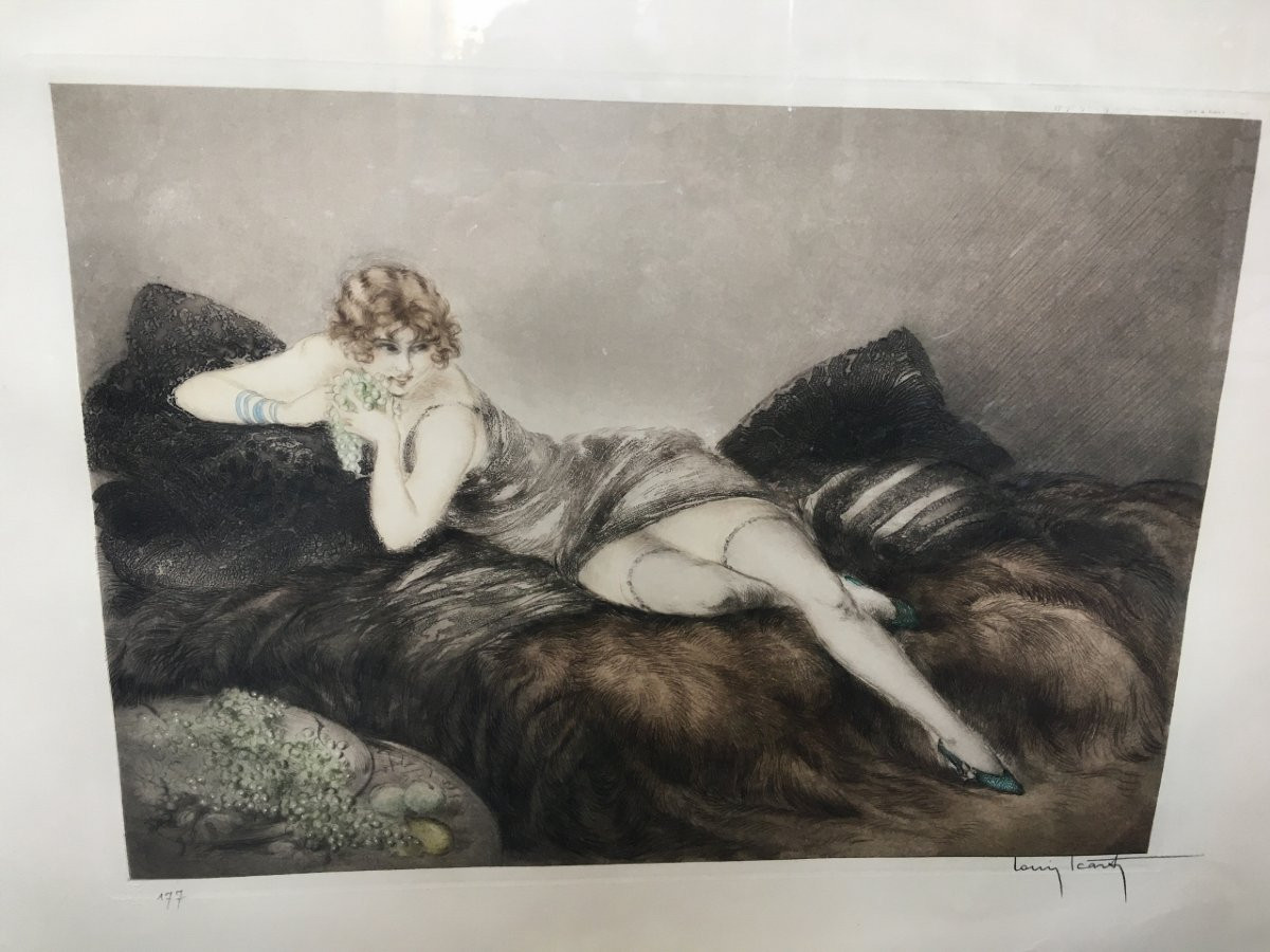 Pair Of Aquatint Etchings Signed Louis Icart (1888 - 1950)-photo-3
