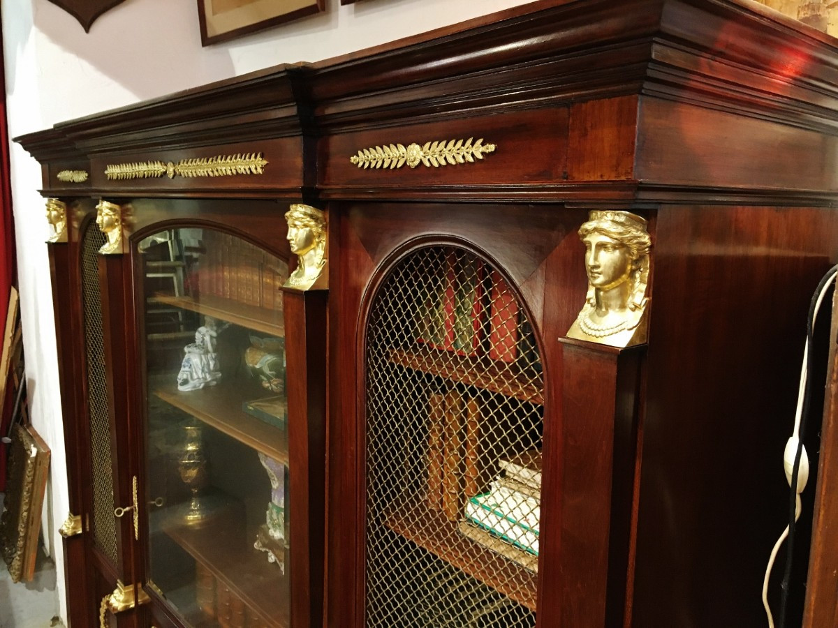 Important ensemble de bureau de style Empire en acajou et bronzes fin  XIX ème début XX ème-photo-7