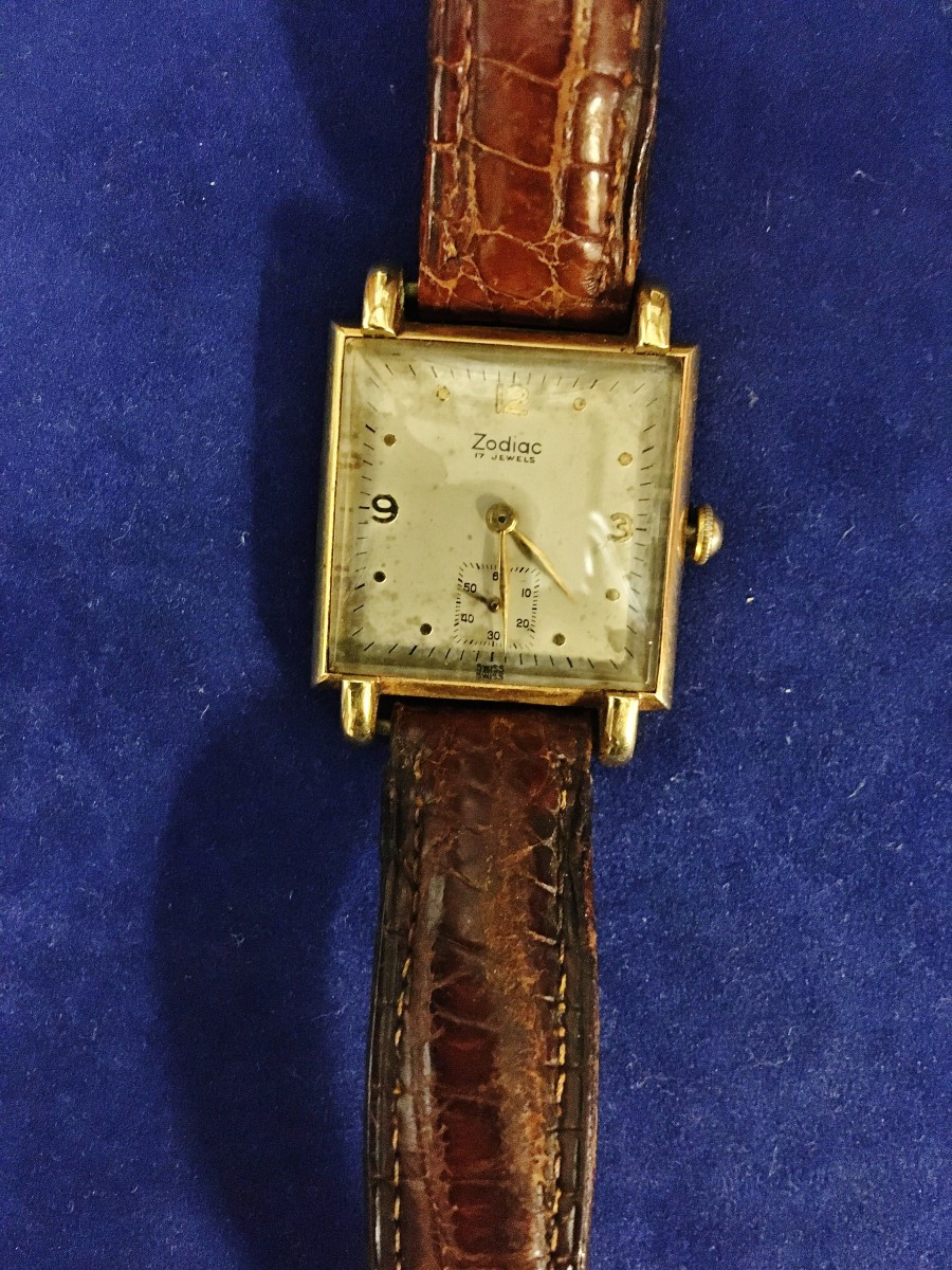 Rare Solid Gold Tank Watch From The Zodiac Swiss Brand