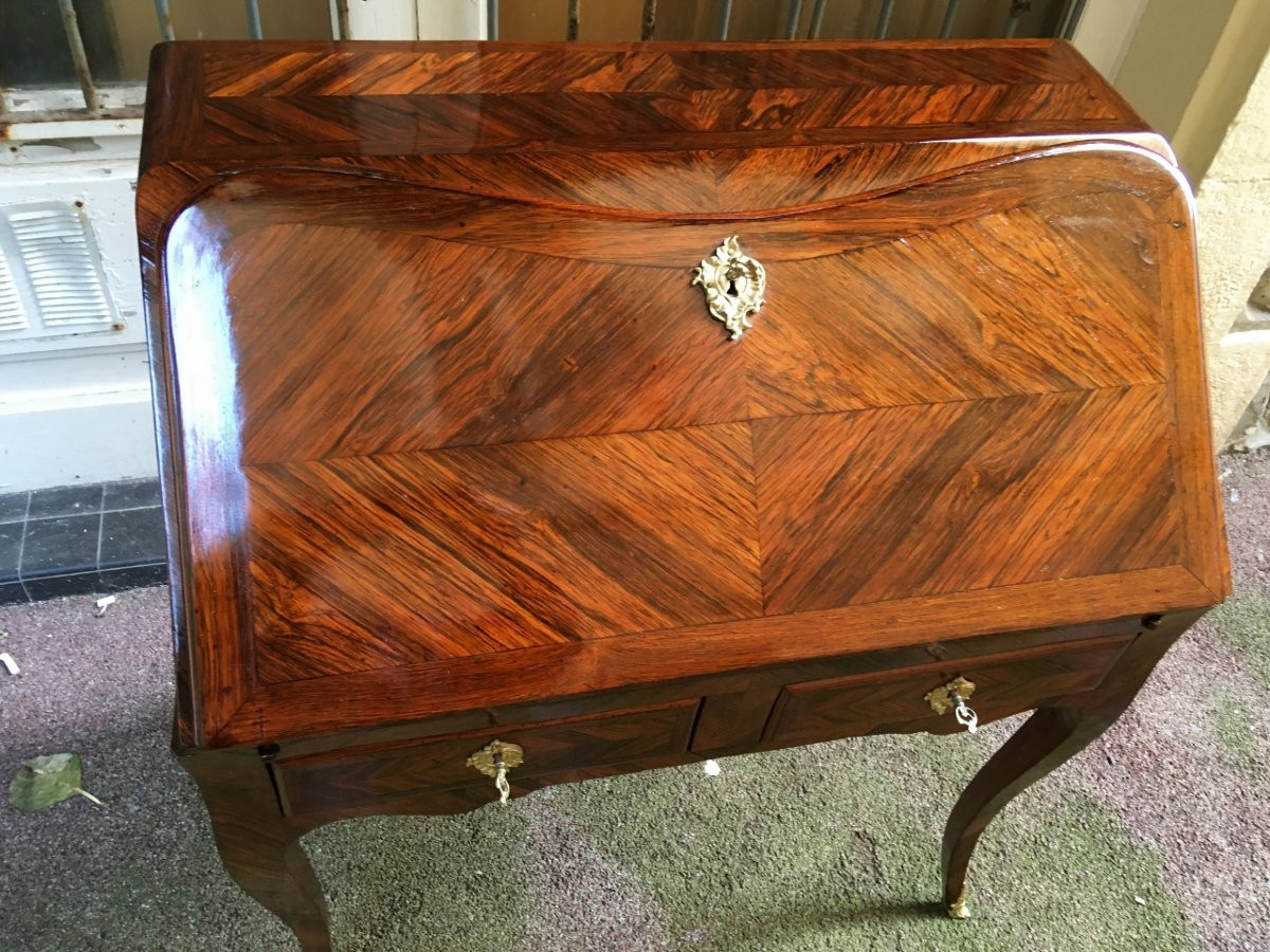 Louis XV Sloping Desk Signed Pierre Migeon II (1701 - 1758)-photo-4