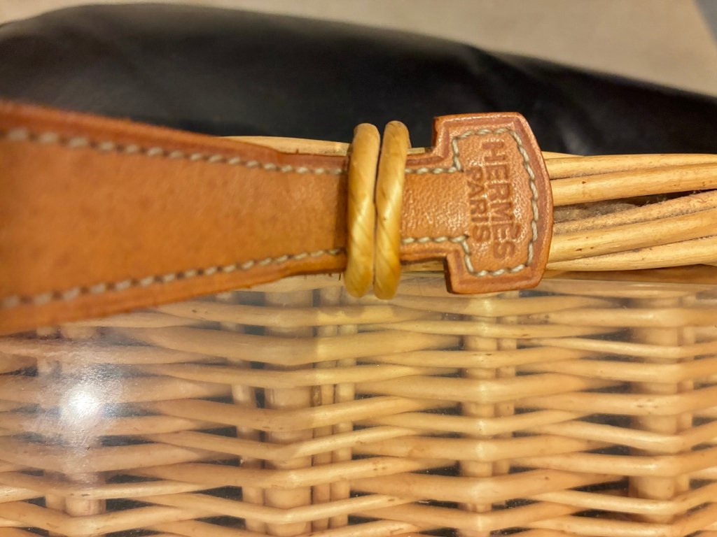 Large, Rare Wicker Tray Signed Hermés -photo-3