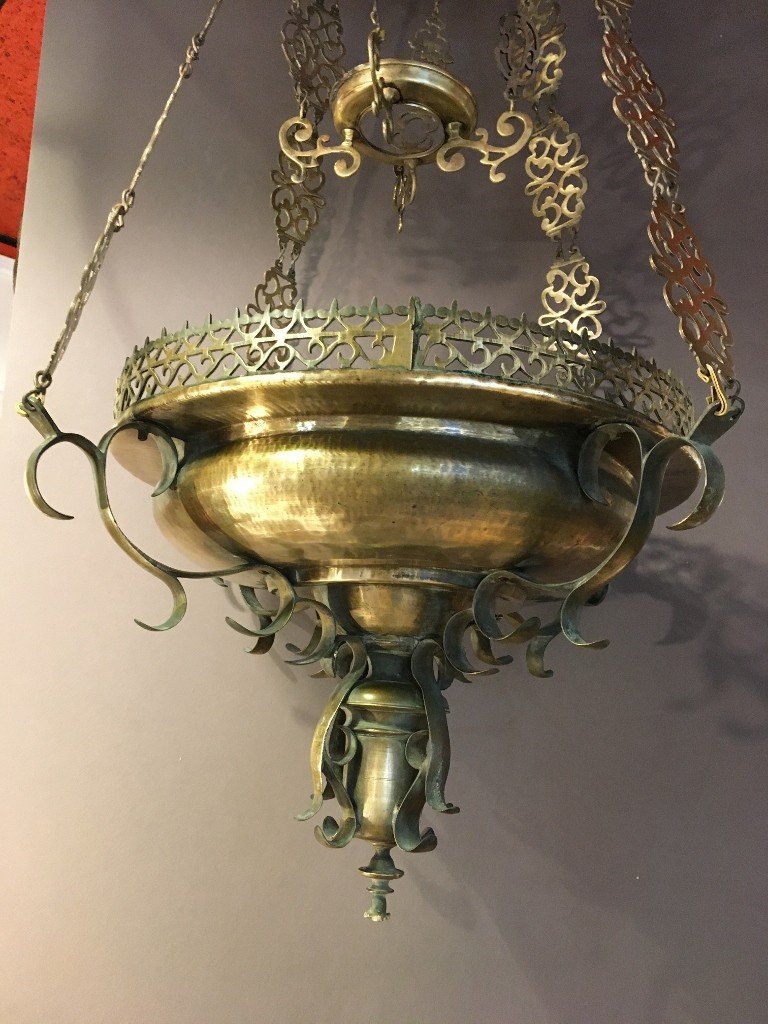 17th Century Bronze Suspension Chandelier-photo-2