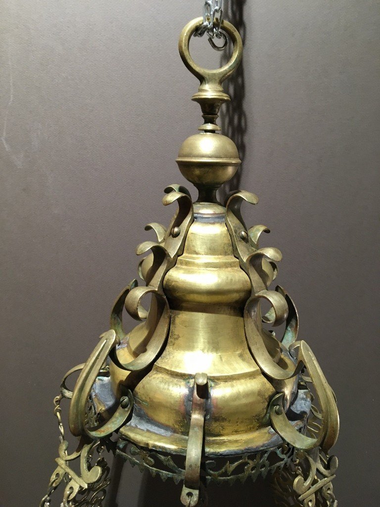 17th Century Bronze Suspension Chandelier-photo-4