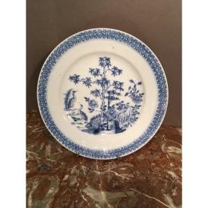 Chinese White Blue Porcelain Plate 18th Century