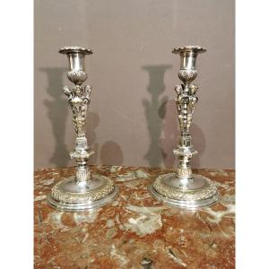 Very Beautiful Pair Of Candlesticks Early 19th Century Four Seasons Model
