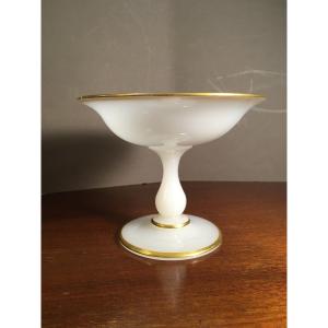 Grande Coupe Baguier  En Opaline Savonneuse Charles X