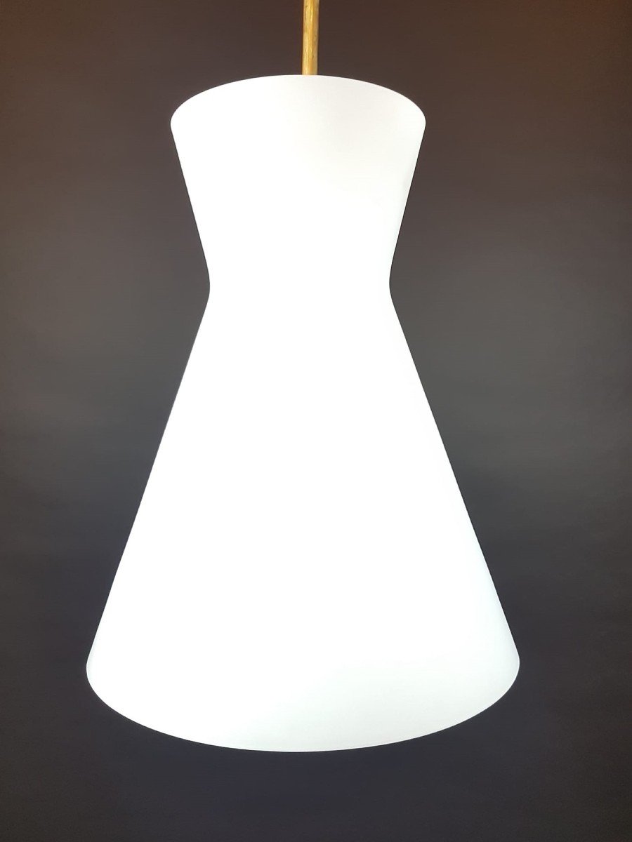 Fontana Arte, Pendant Lamp In White Opaline-photo-2