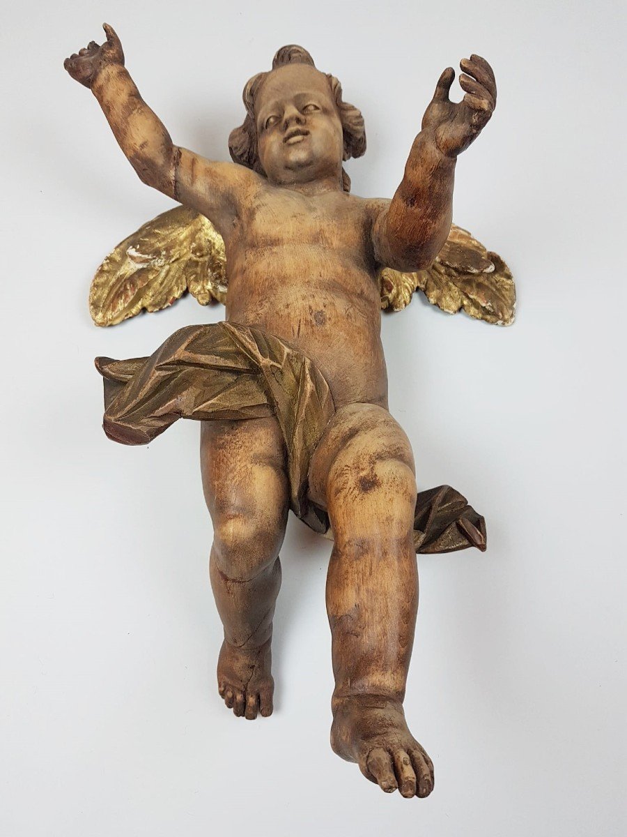 Cherub In Carved Wood, Italy 19th-photo-4