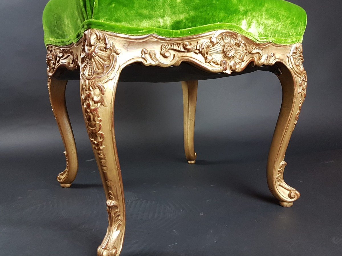 Pair Of Louis XV Style Stools In Golden Wood-photo-4