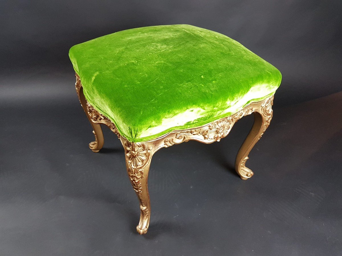 Pair Of Louis XV Style Stools In Golden Wood-photo-3