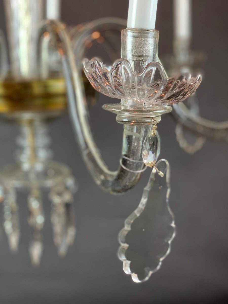 Beau Lustre Espagnol "la granja" - Verre Blanc Et Doré-photo-1