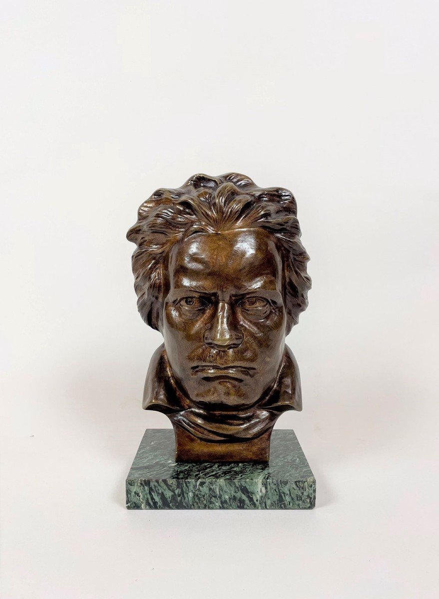 Melani S. Buste De Beethoven En Bronze Et Terrasse De Marbre