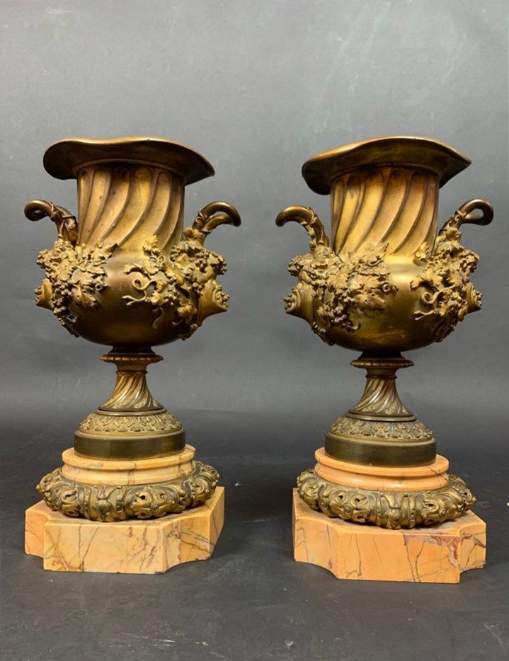 Pair Of Cassolettes In Bronze